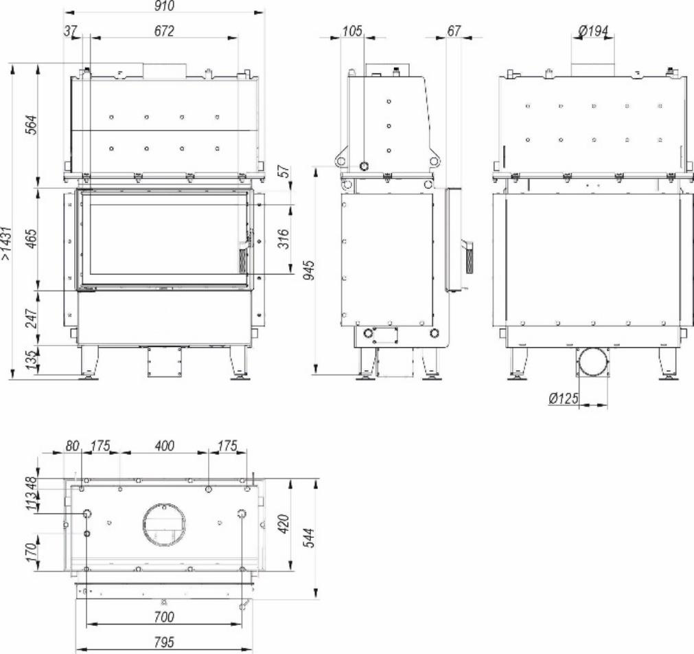 KOMINEK WKŁAD KOMINKOWY Z PŁASZCZEM WODNYM DEFRO RIVA M SHORT - obrazek 4