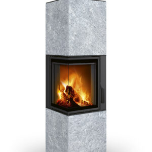 Designerski kominek Romotop HARMONY kamień L HA z akumulacją