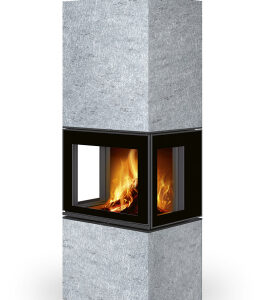 Designerski kominek Romotop LERA C GH kamień z akumulacją